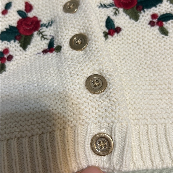 Tommy Bahama Cream Cardigan with Red Floral Embroidery - Picture 6 of 8